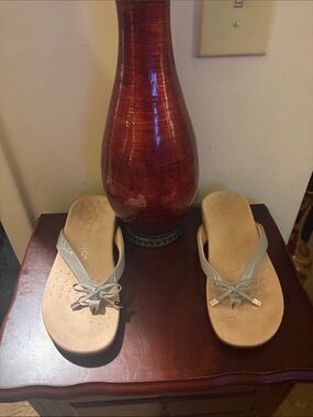 Vionic Light Silver Bow Thong Sandals